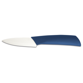 Puntilla cerámica blanca, mango azul 75 mm.