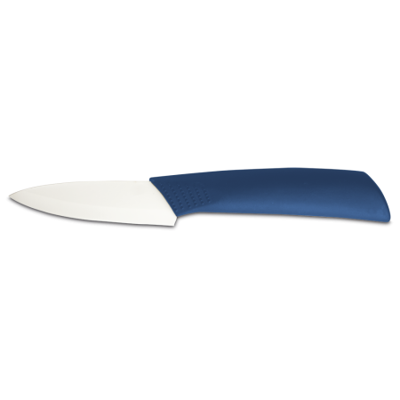 Puntilla cerámica blanca, mango azul 75 mm.