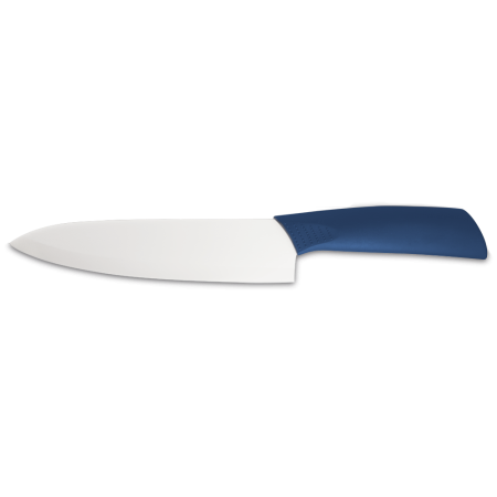Cocinero cerámica blanca, mango azul 150 mm.