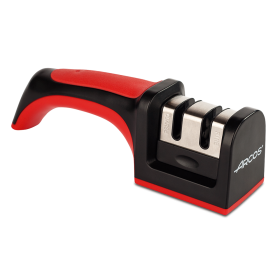 Afilador de cuchillos manual de sobremesa rojo/negro 200x60x100 mm.