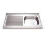 Fregadero 800x500 1 cubeta y 1 escurridor izqda. dimensiones cubeta 340x370x150 mm.