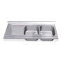 Fregadero 1400x550 2 cubetas y 1 escurridor izqda. dimensiones cubeta 400x400x250 mm.
