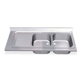 Fregadero 1400x550 2 cubetas y 1 escurridor izqda. dimensiones cubeta 400x400x250 mm.