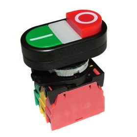 Pulsador montaje ø 22mm rojo/verde 400V 4A 0-I empalme atornillado