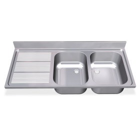 Fregadero 1600x600 2 cubetas y 1 escurridor izda. dimensiones cubeta 500x400x250 mm.
