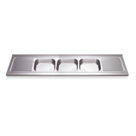 Fregadero 1800x600 3 cubetas y 2 escurridores dimensiones cubeta 500x400x300 mm.