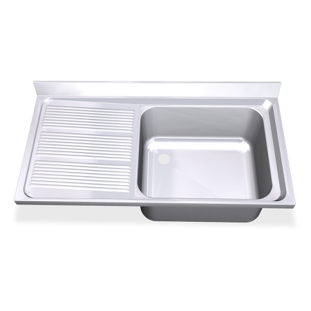 Fregadero 1200x700 1 cubeta y 1 escurridor izqda. dimensiones cubeta 500x400x250 mm.
