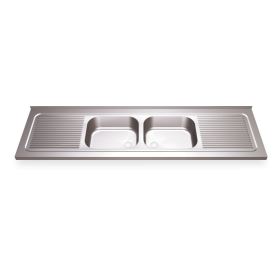 Fregadero 2000x700 2 cubetas y 2 escurridores dimensiones cubeta 500x400x250 mm.
