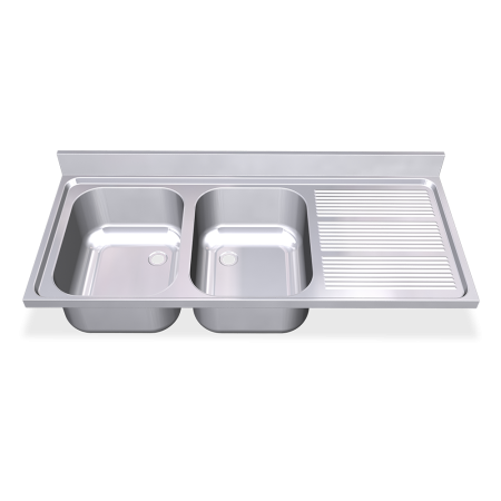 Fregadero 1600x700 2 cubetas y 1 escurridor dcha. dimensiones cubeta 500x400x250 mm.