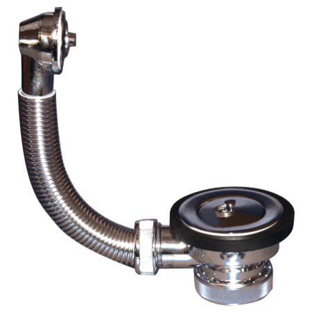Válvula 1 1/2" PVC, acabado cromado, con rebosadero