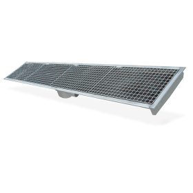 Canal colector en acero inoxidable 1000x300 mm. Salida horizontal.