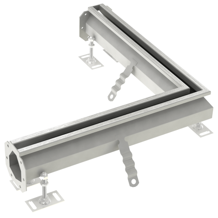 Canal modular ranurado en esquina 500+500x90 mm.