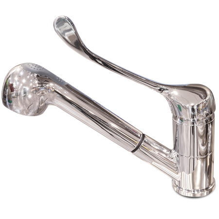Grifo monomando codo 2 aguas, ducha extensible 228x130x1/2"