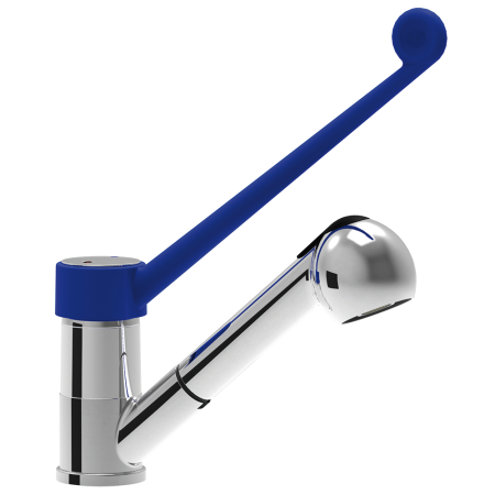 Grifo monomando codo 2 aguas con leva, ducha extensible
