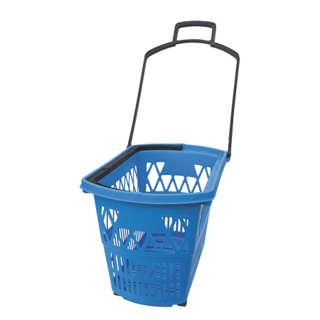 Cesta de supermercado apilable 4 ruedas 42 lts. Polipropileno. 609x391x392 mm.