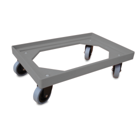 Plataforma rodante para cubetas 620x420x100 mm. Para cubetas de 600x400 mm. Ruedas giratorias de poliamida y banda de goma.