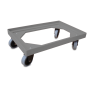 Plataforma rodante para cubetas 620x420x100 mm. Para cubetas de 600x400 mm. Ruedas giratorias de poliamida y banda de goma.