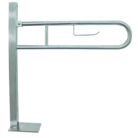 Barra de apoyo abatible inox anclaje a suelo 800 mm. Dimensiones: 800x820 mm.