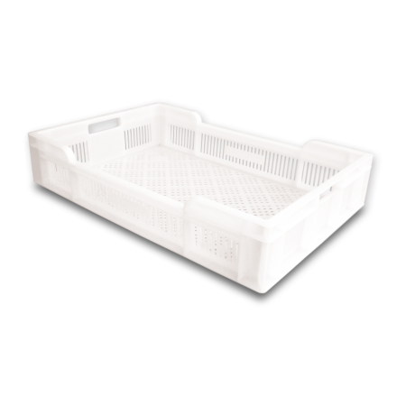 Cesta perforada apilable gris 600x400x120 mm.