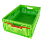 Cesta perforada plegable verde 600x400x200 mm.