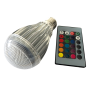 Bombilla LED RGB E27 con mando a distancia 9 w.