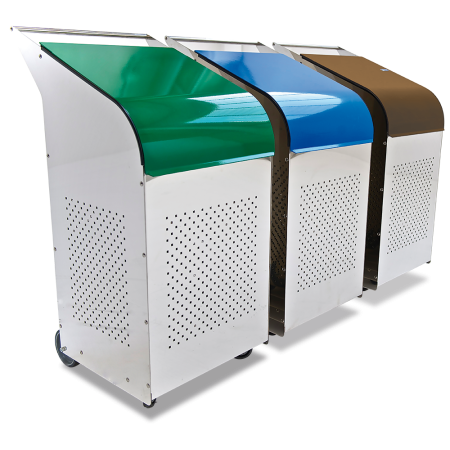 Papelera reciclaje tapa marrón 470x600x1020 mm. Capacidad: 270 lts.