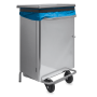 Papelera inox. con tapa y pedal. Apertura frontal. 360x460x700 mm. Capacidad: 70 l.