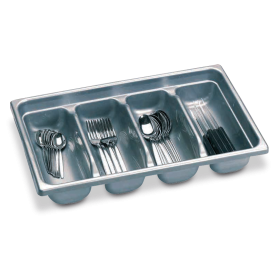 Cubertero plástico gris Gn 1/1 325x95x530 mm.