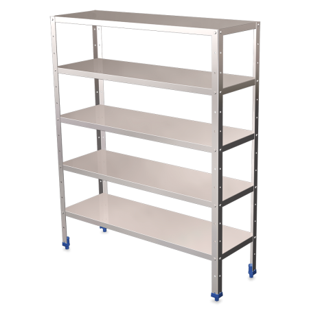 Estantería inox 5 niveles con estantes de 0,8 mm de espesor 1200x300x1750 mm